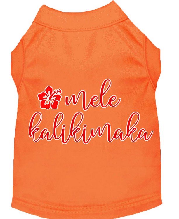 Mele Kalikimaka Screen Print Dog Shirt Orange Sm